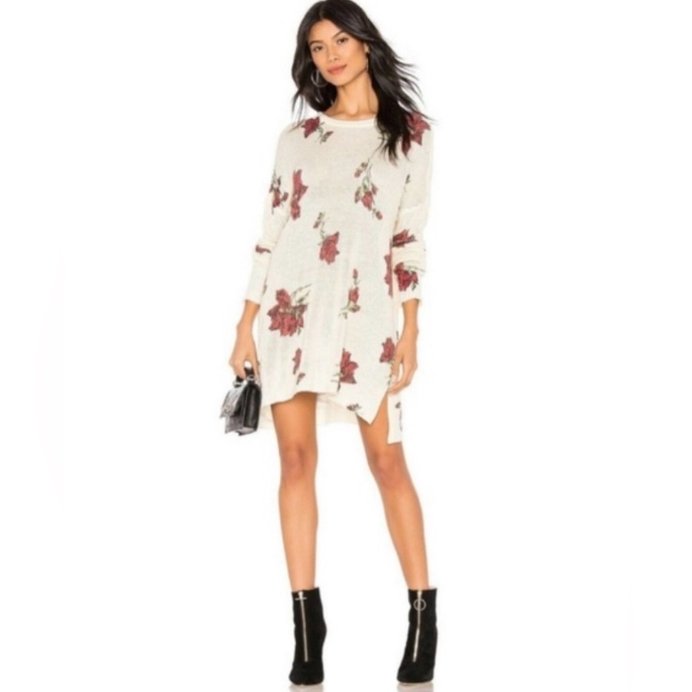 Show Me Your MuMu Floral Crew Neck Sweater - Cream and Red